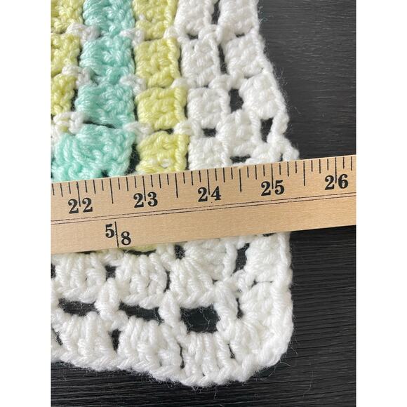 Vintage Crochet Baby Receiving Blanket Handmade 25" Square Afghan Nursery - Picture 6 of 6